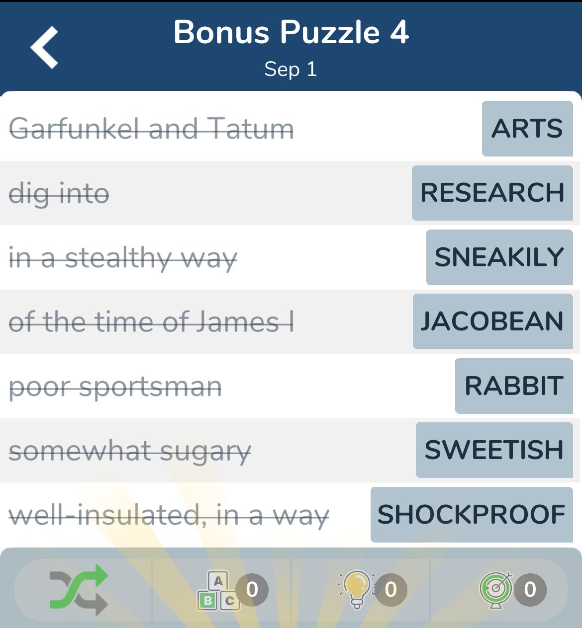 7 Little Words September 1 2024 Bonus 4
