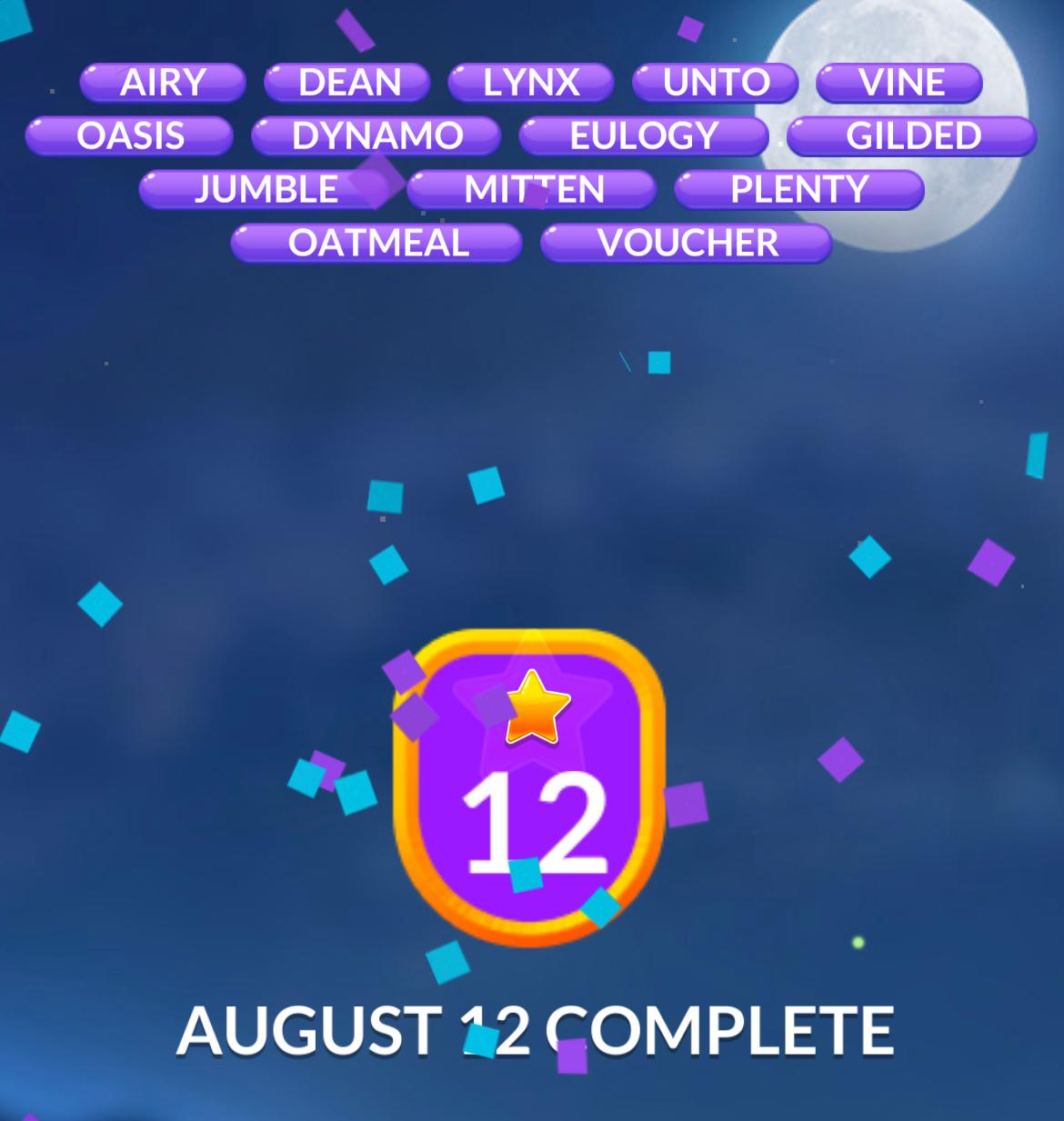 Word Stacks Daily Puzzle August 12 2024