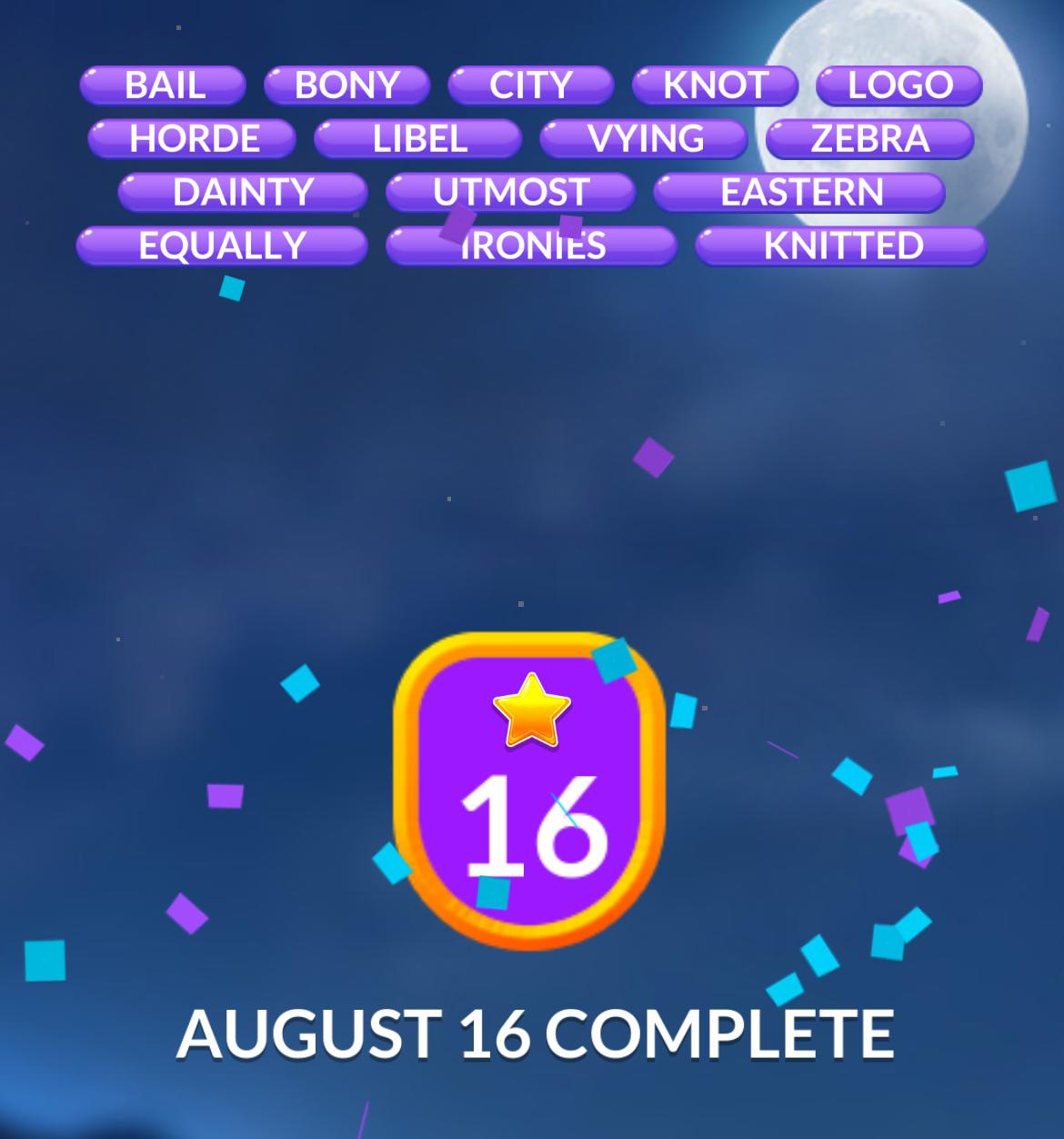 Word Stacks Daily Puzzle August 16 2024