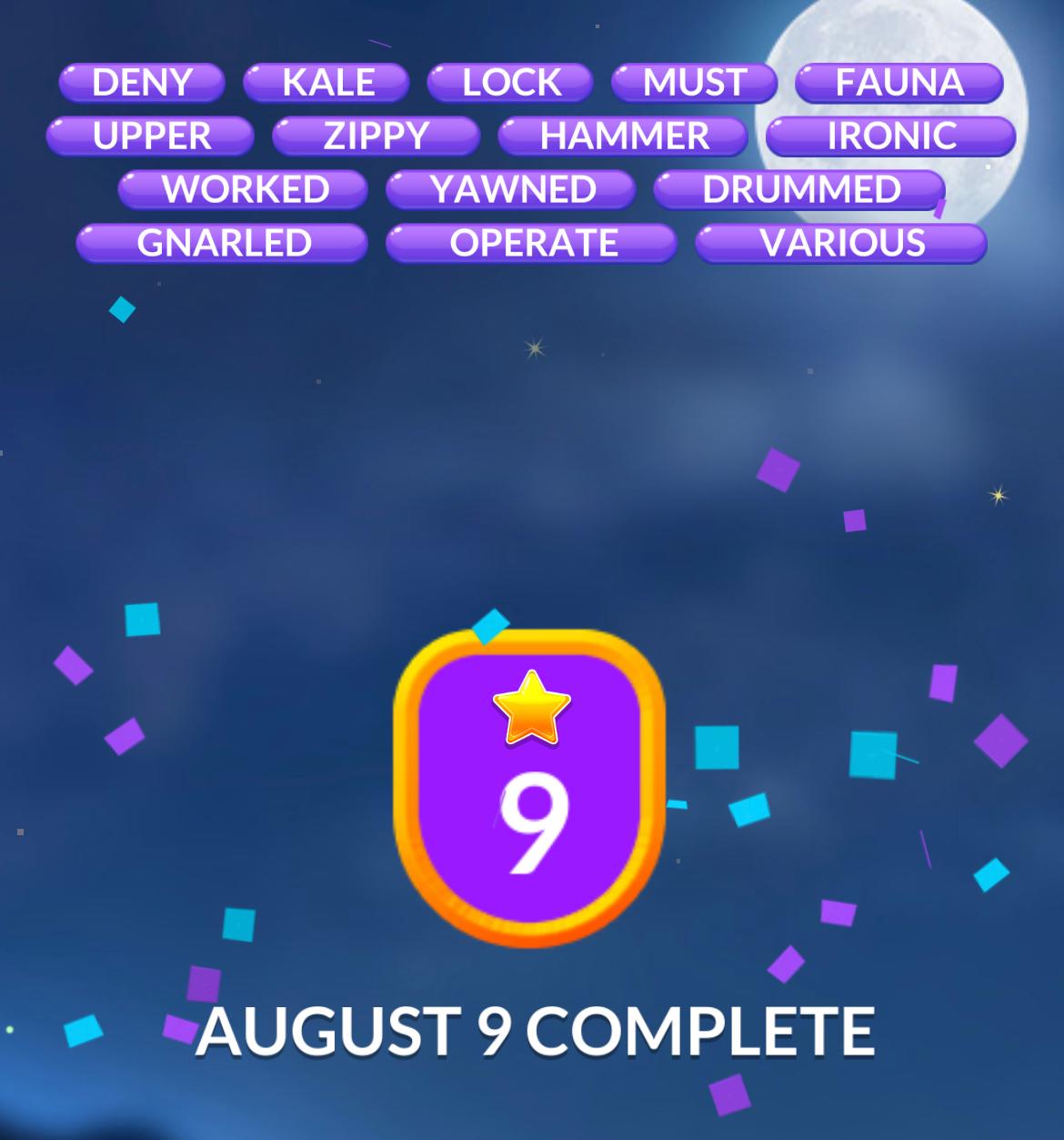 Word Stacks Daily Puzzle August 9 2024