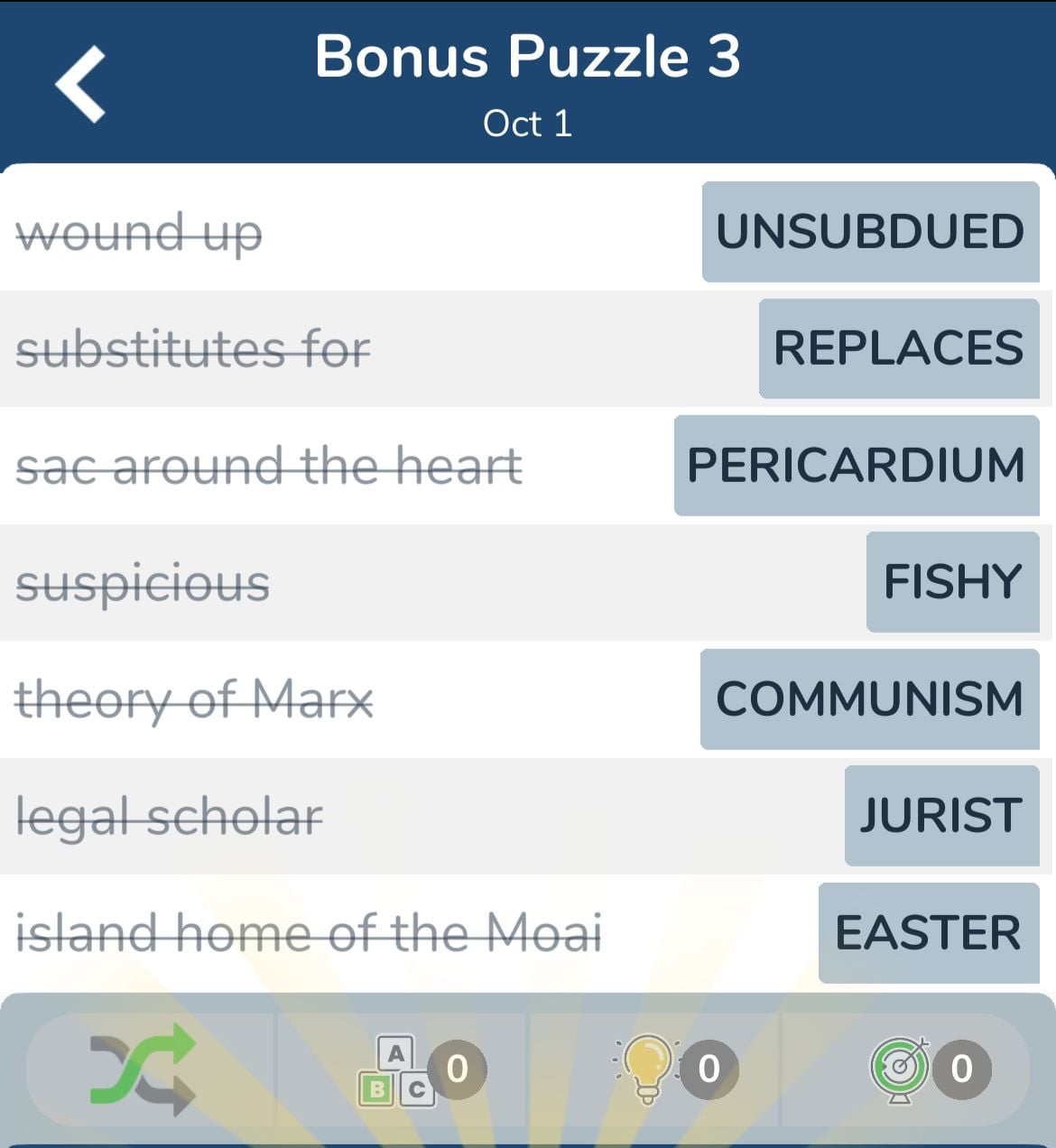 7 Little Words October 1 2024 Bonus 3