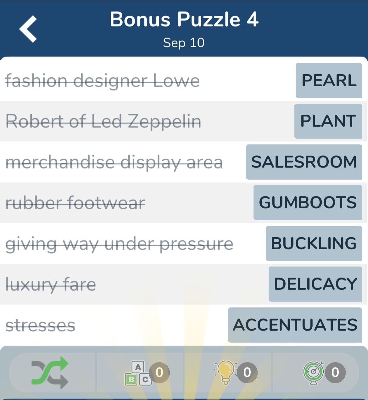 7 Little Words September 10 2024 Bonus 4