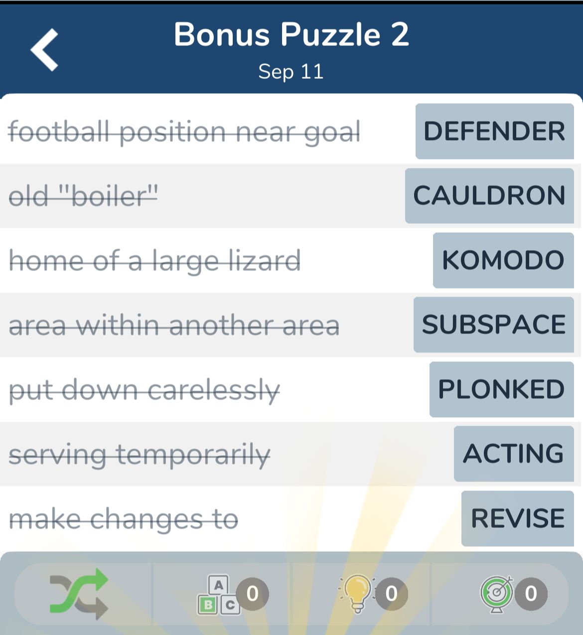 7 Little Words September 11 2024 Bonus 2