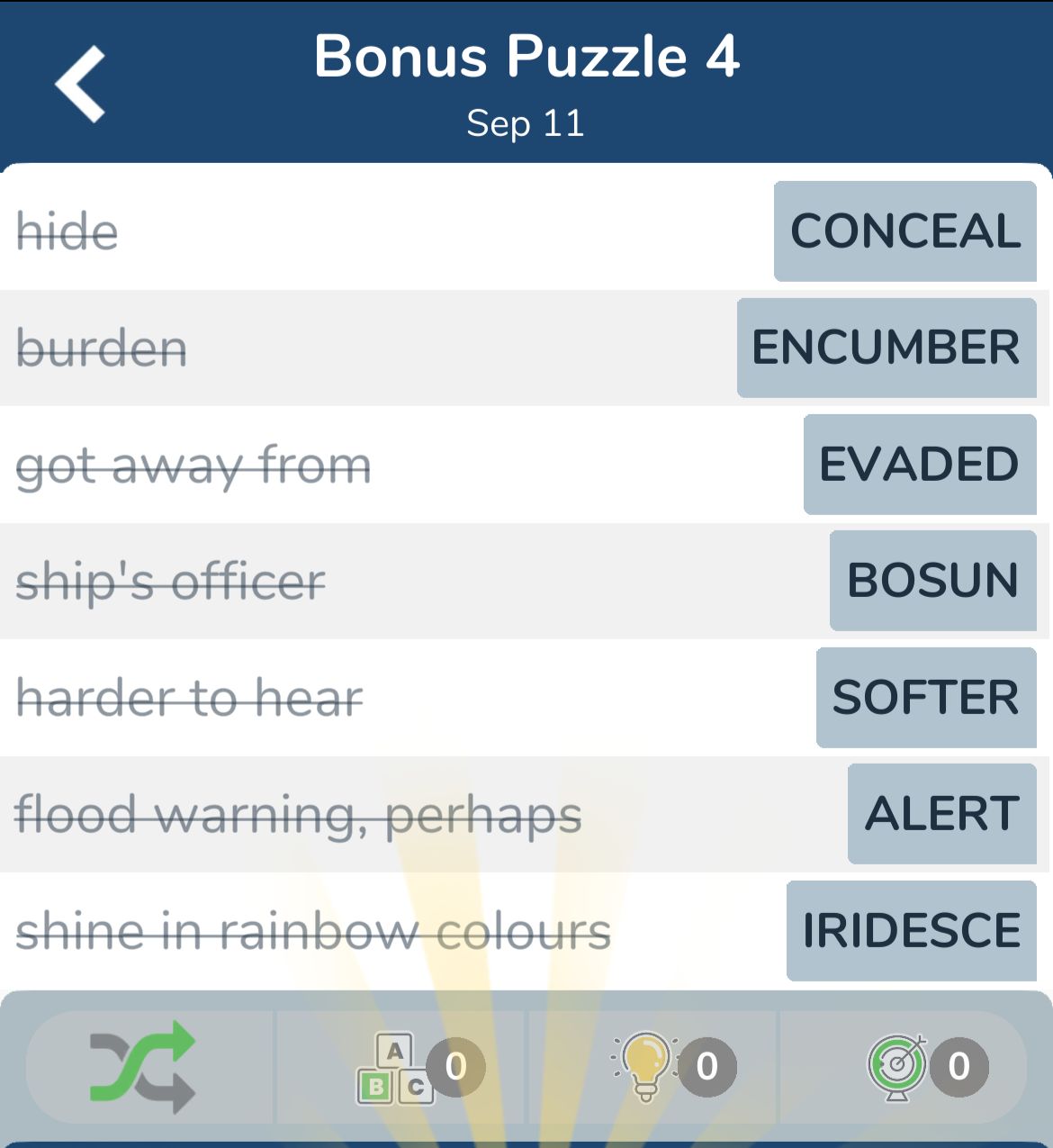 7 Little Words September 11 2024 Bonus 4