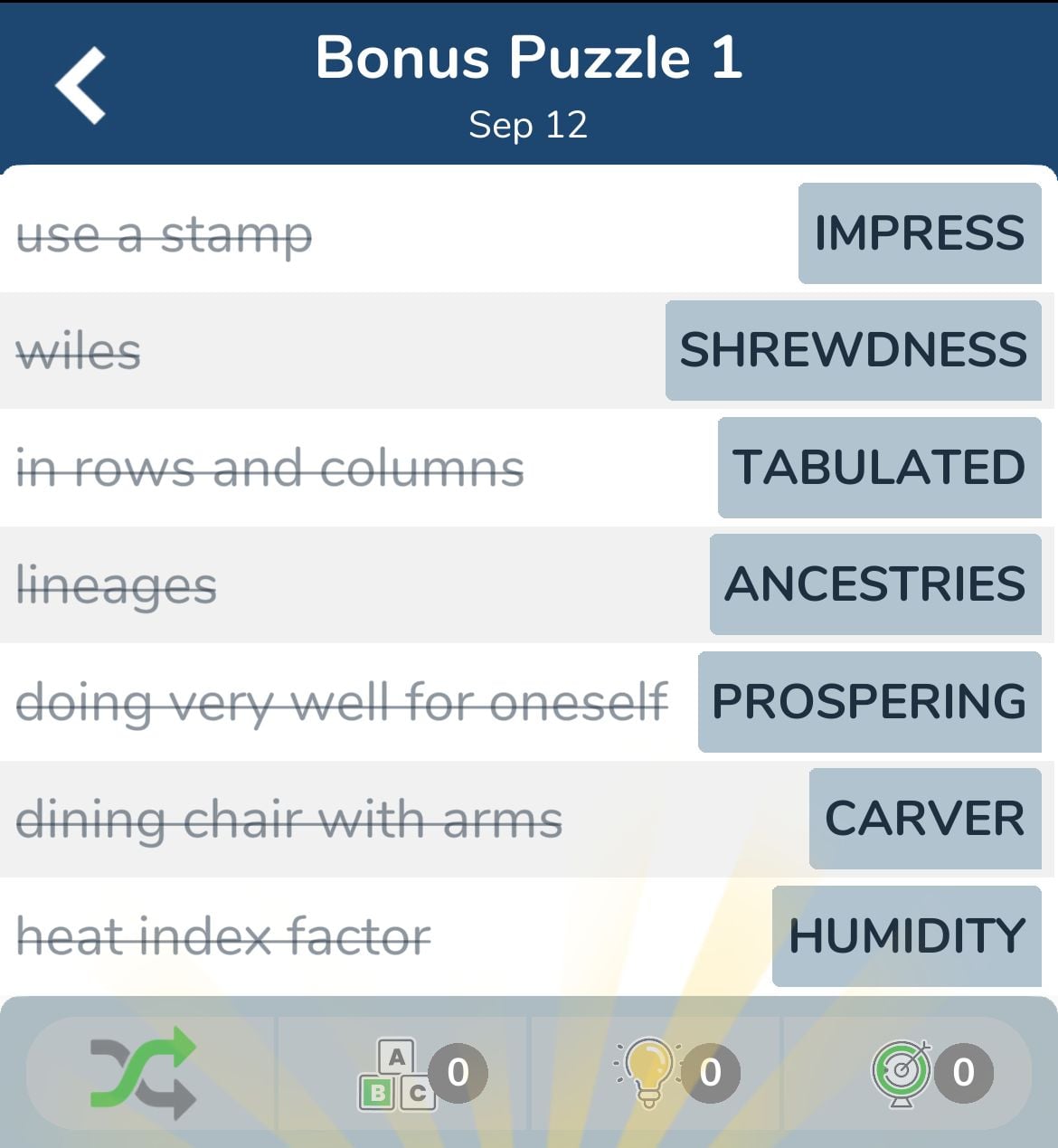 7 Little Words September 12 2024 Bonus 1