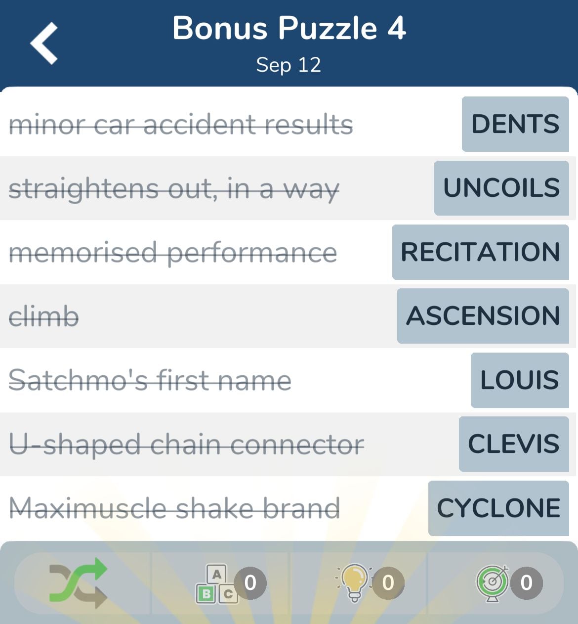 7 Little Words September 12 2024 Bonus 4