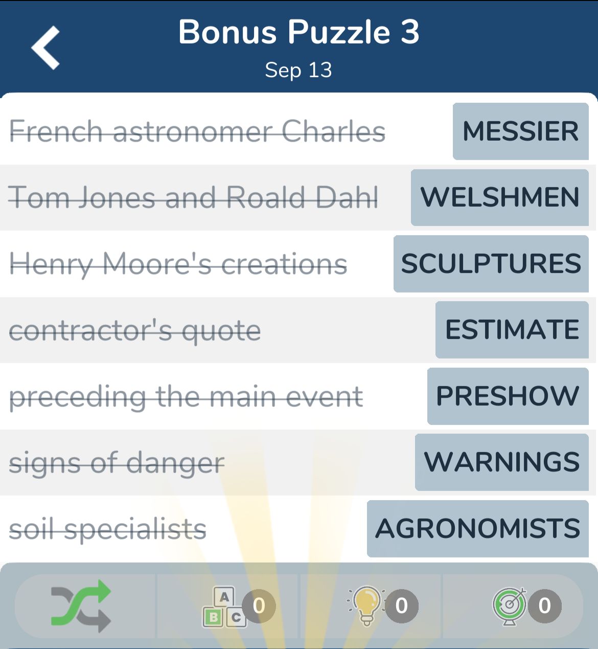7 Little Words September 13 2024 Bonus 3