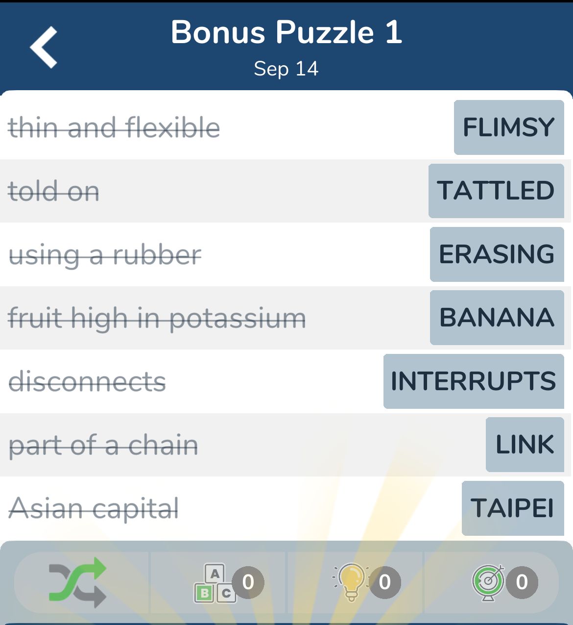 7 Little Words September 14 2024 Bonus 1