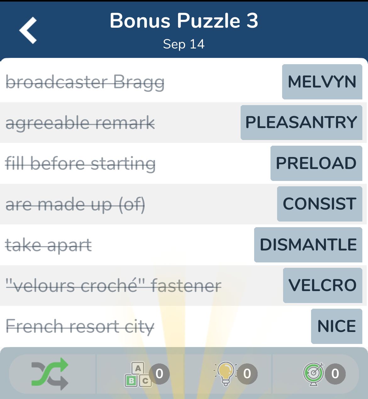 7 Little Words September 14 2024 Bonus 3