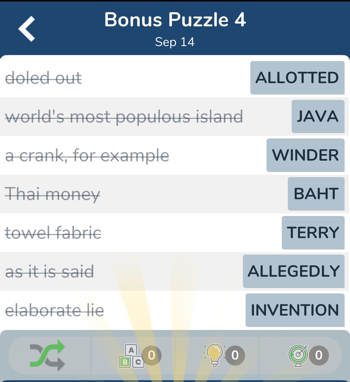 7 Little Words September 14 2024 Bonus 4
