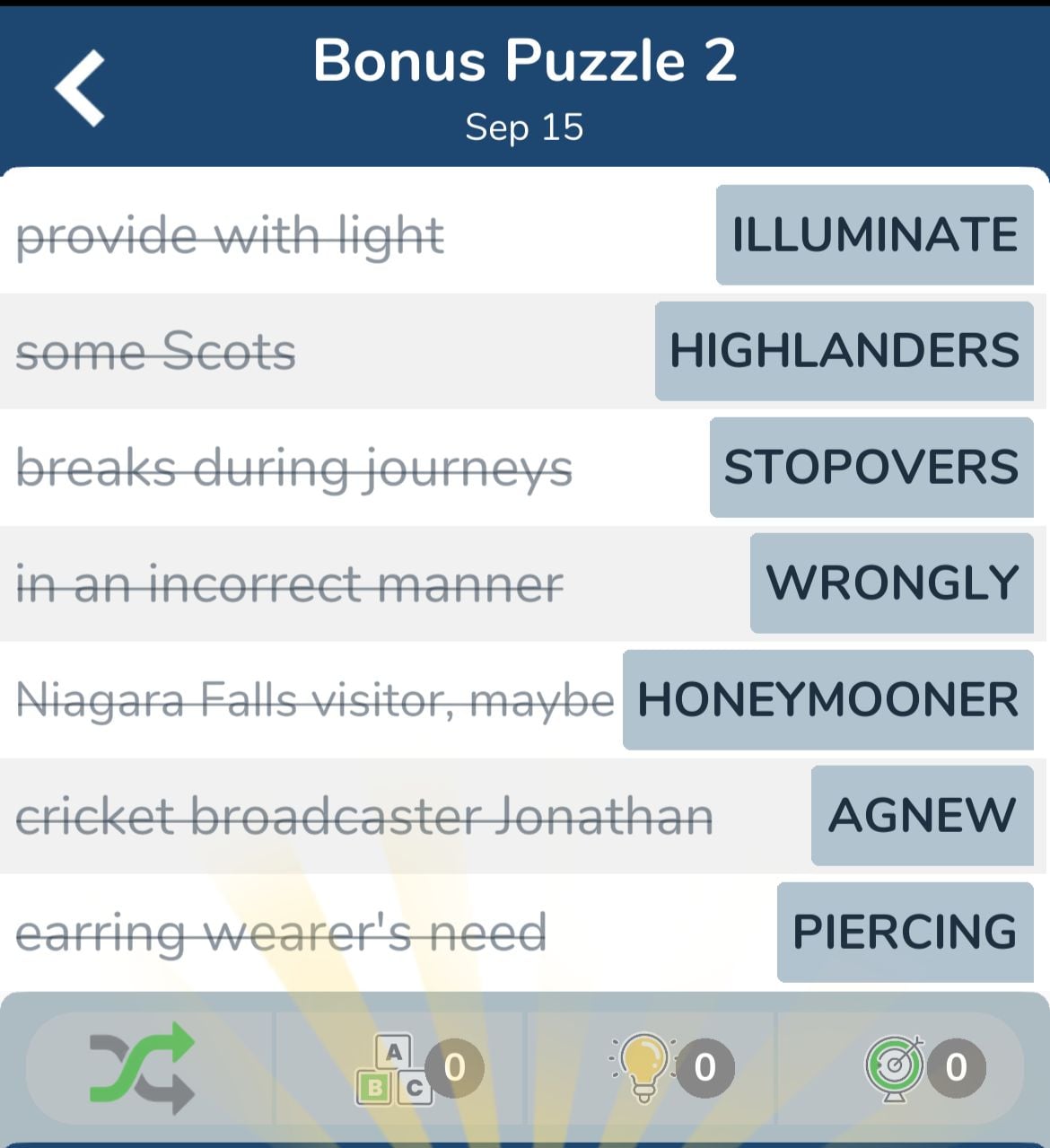 7 Little Words September 15 2024 Bonus 2