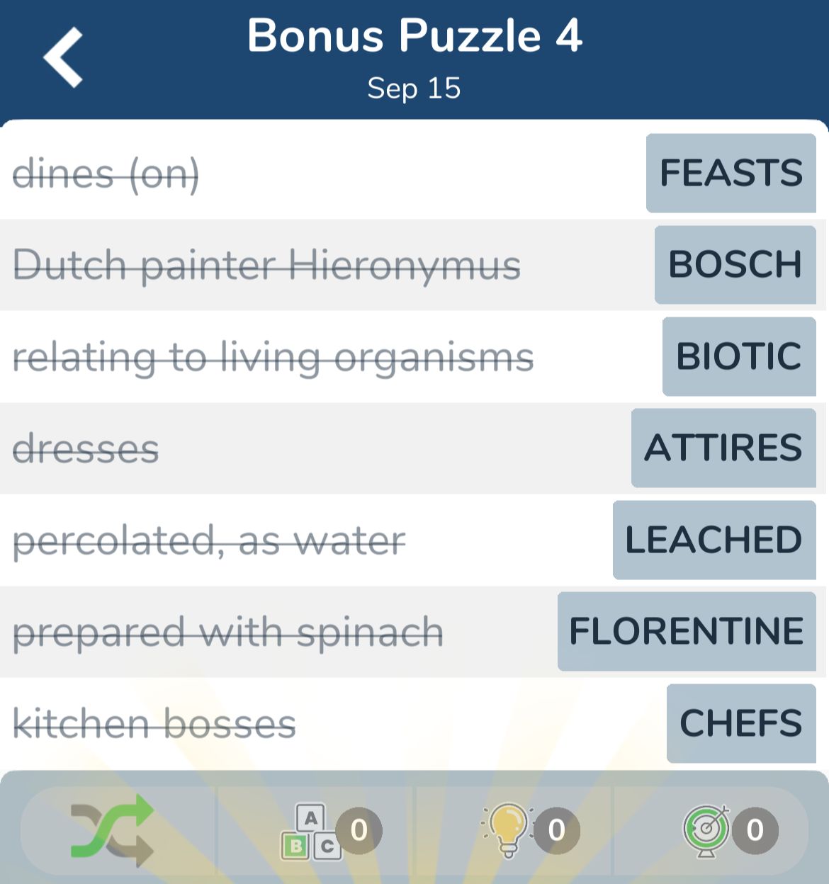 7 Little Words September 15 2024 Bonus 4