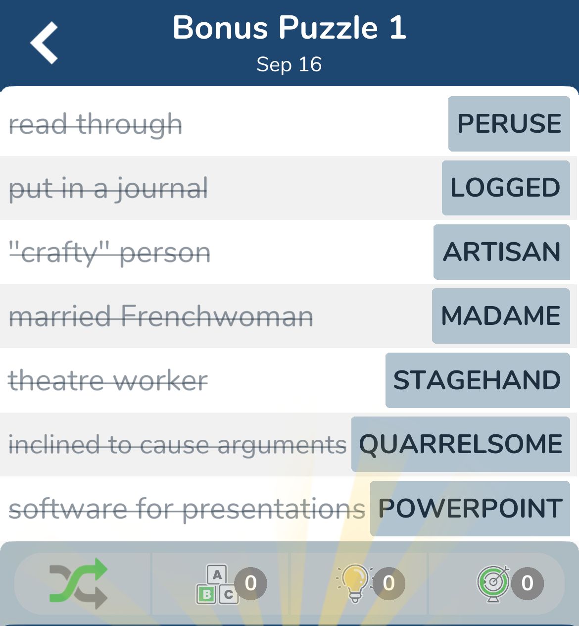 7 Little Words September 16 2024 Bonus 1