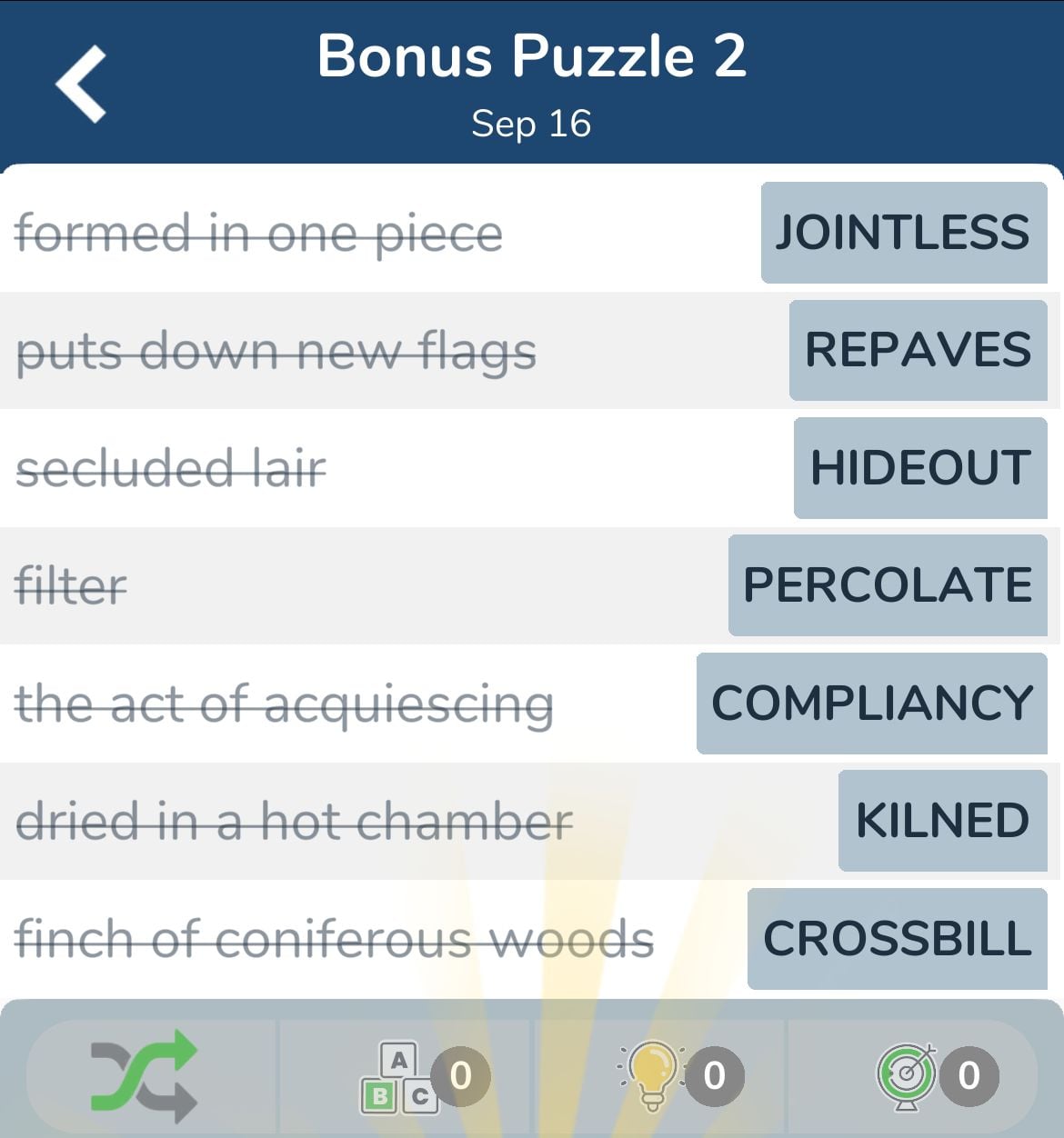 7 Little Words September 16 2024 Bonus 2