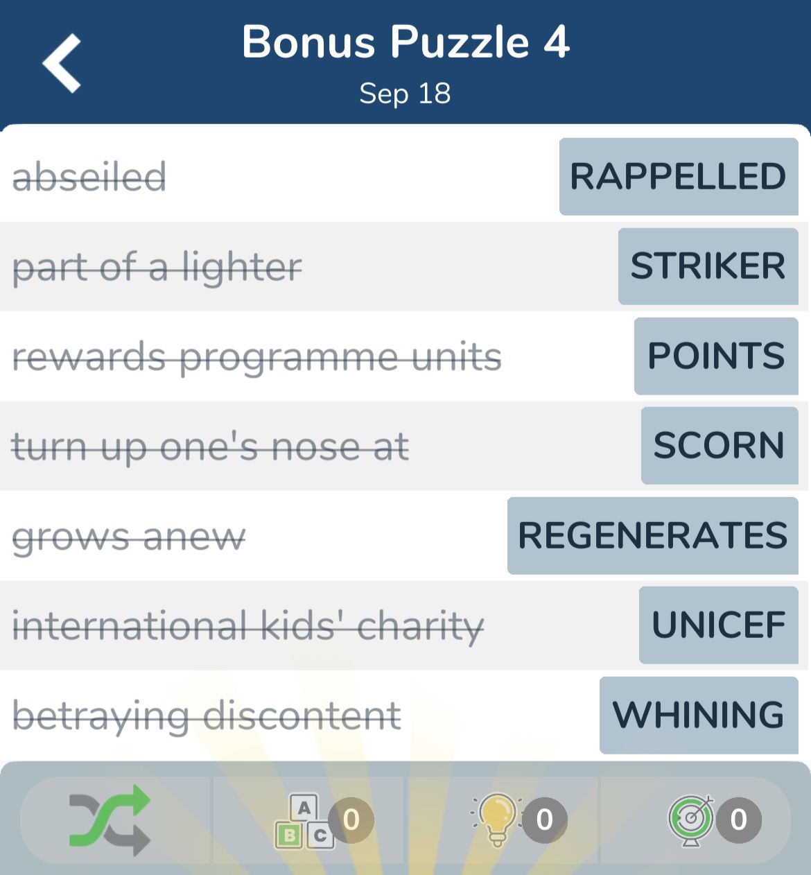 7 Little Words September 18 2024 Bonus 4