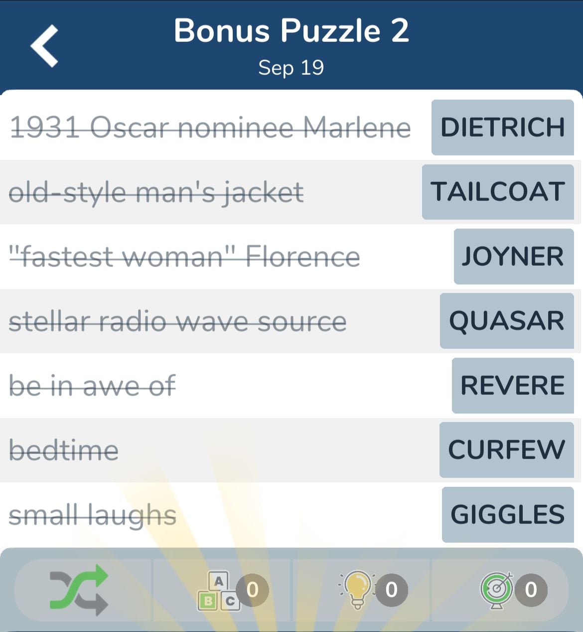 7 Little Words September 19 2024 Bonus 2