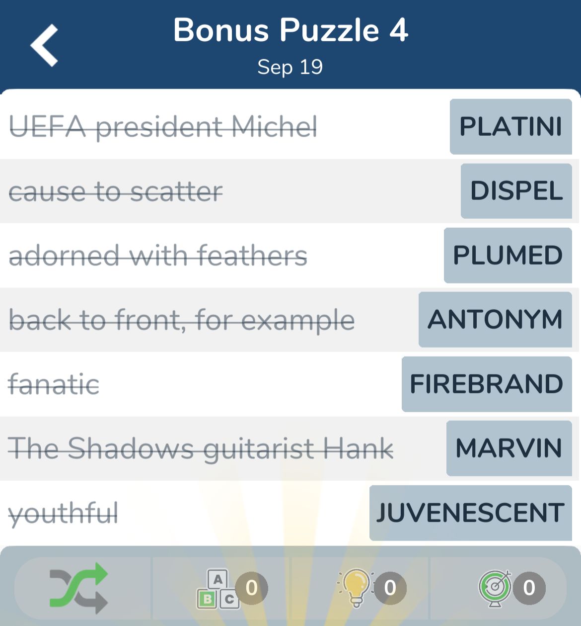 7 Little Words September 19 2024 Bonus 4