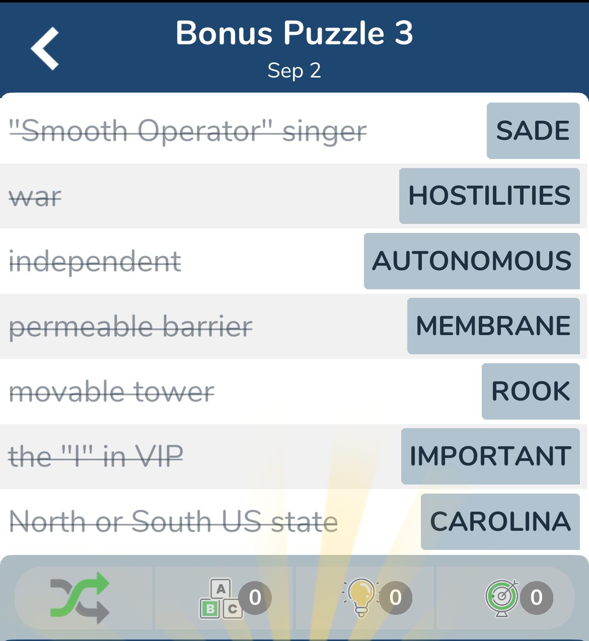 7 Little Words September 2 2024 Bonus 3