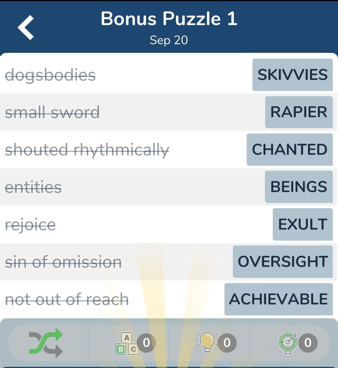 7 Little Words September 20 2024 Bonus 1