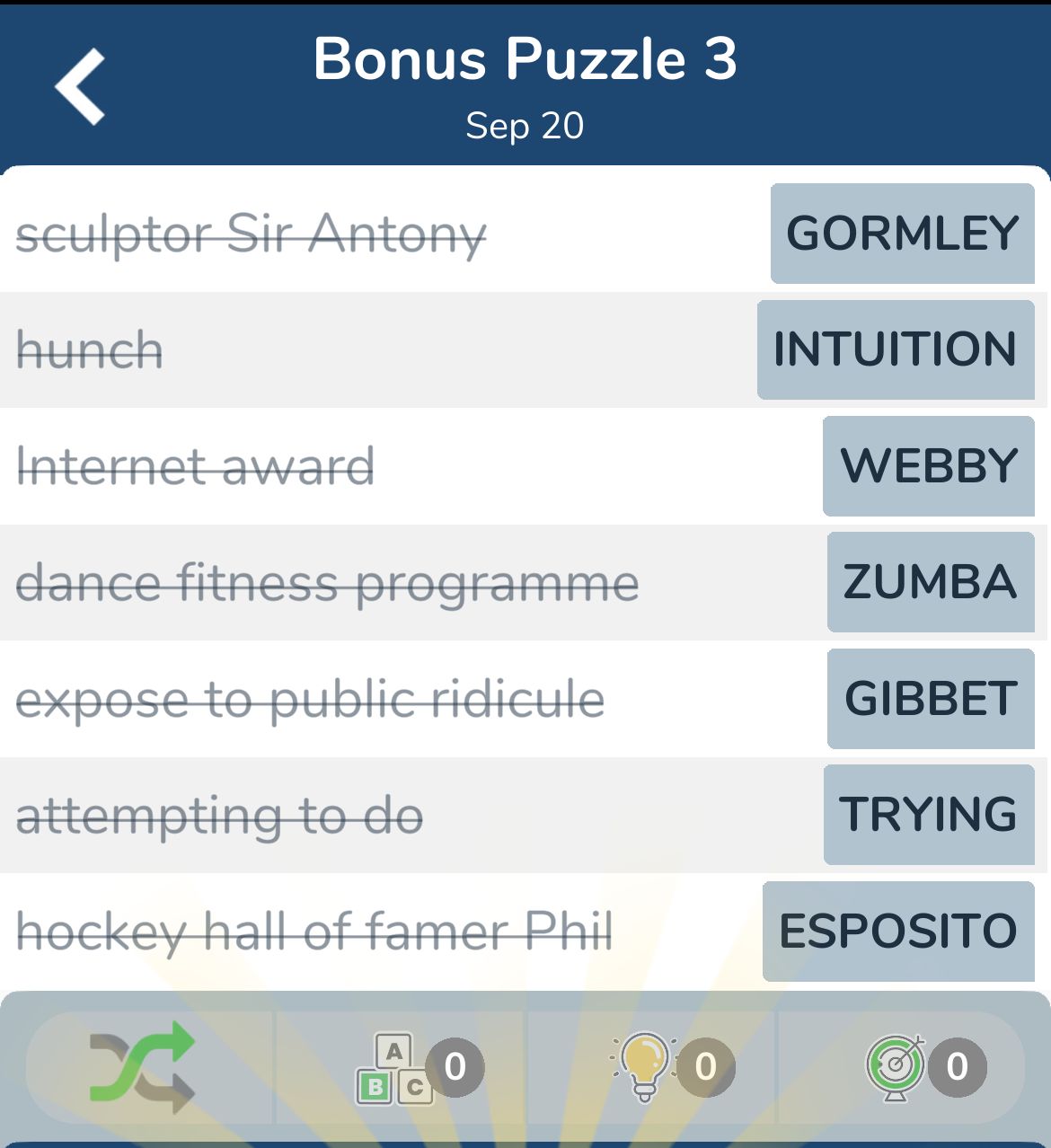 7 Little Words September 20 2024 Bonus 3