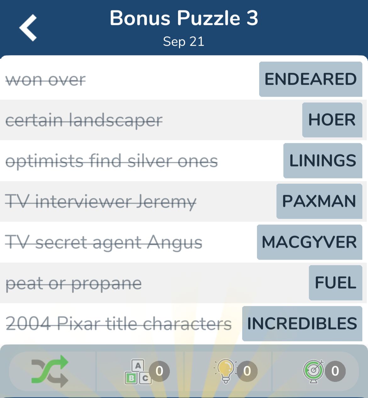 7 Little Words September 21 2024 Bonus 3