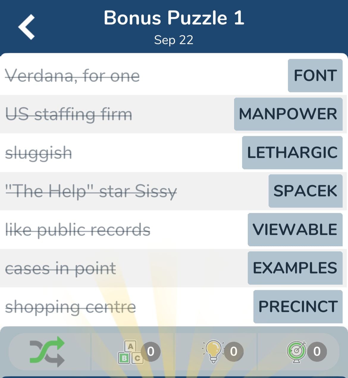 7 Little Words September 22 2024 Bonus 1
