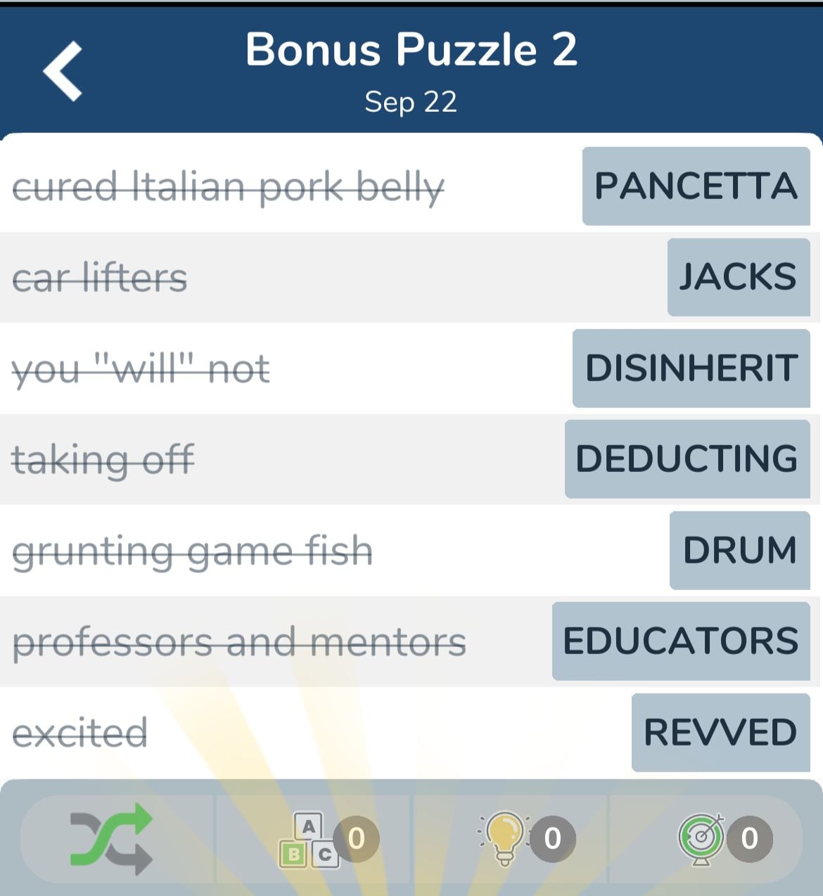 7 Little Words September 22 2024 Bonus 2