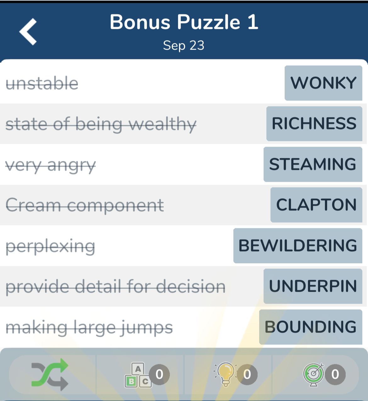 7 Little Words September 23 2024 Bonus 1