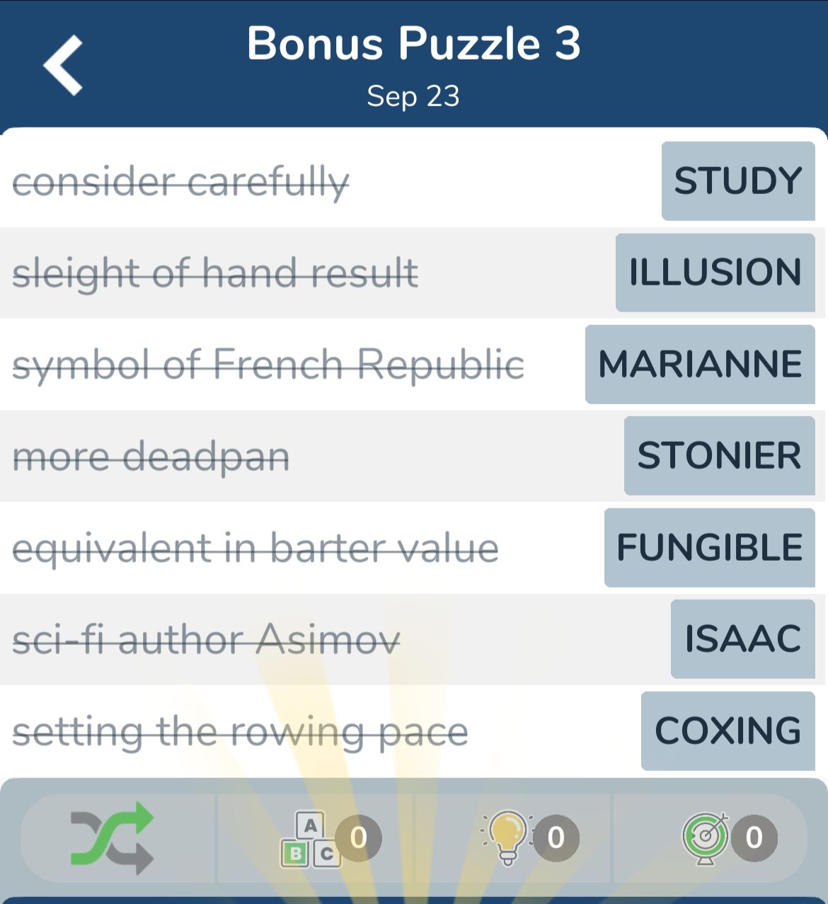 7 Little Words September 23 2024 Bonus 3