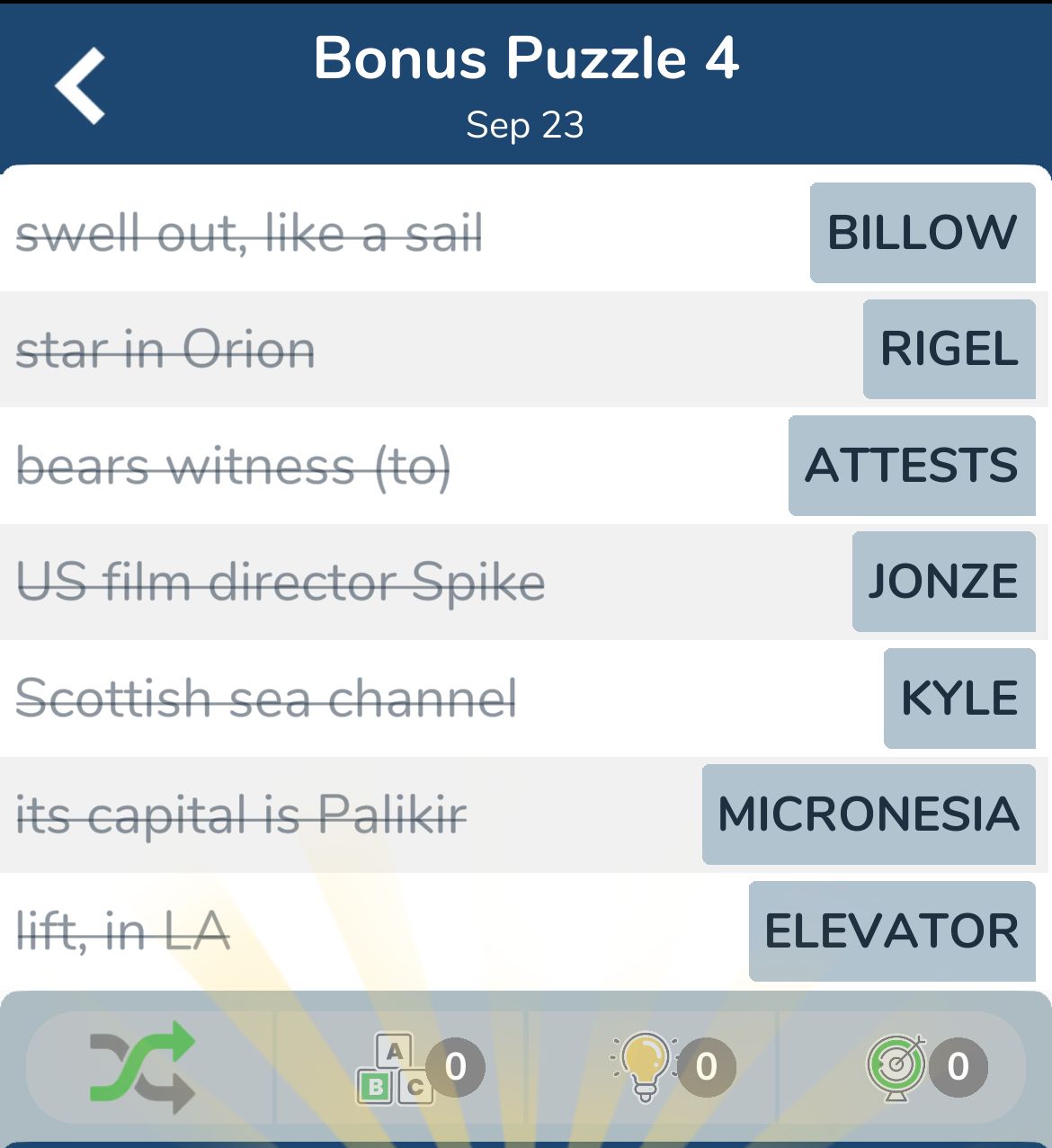 7 Little Words September 23 2024 Bonus 4