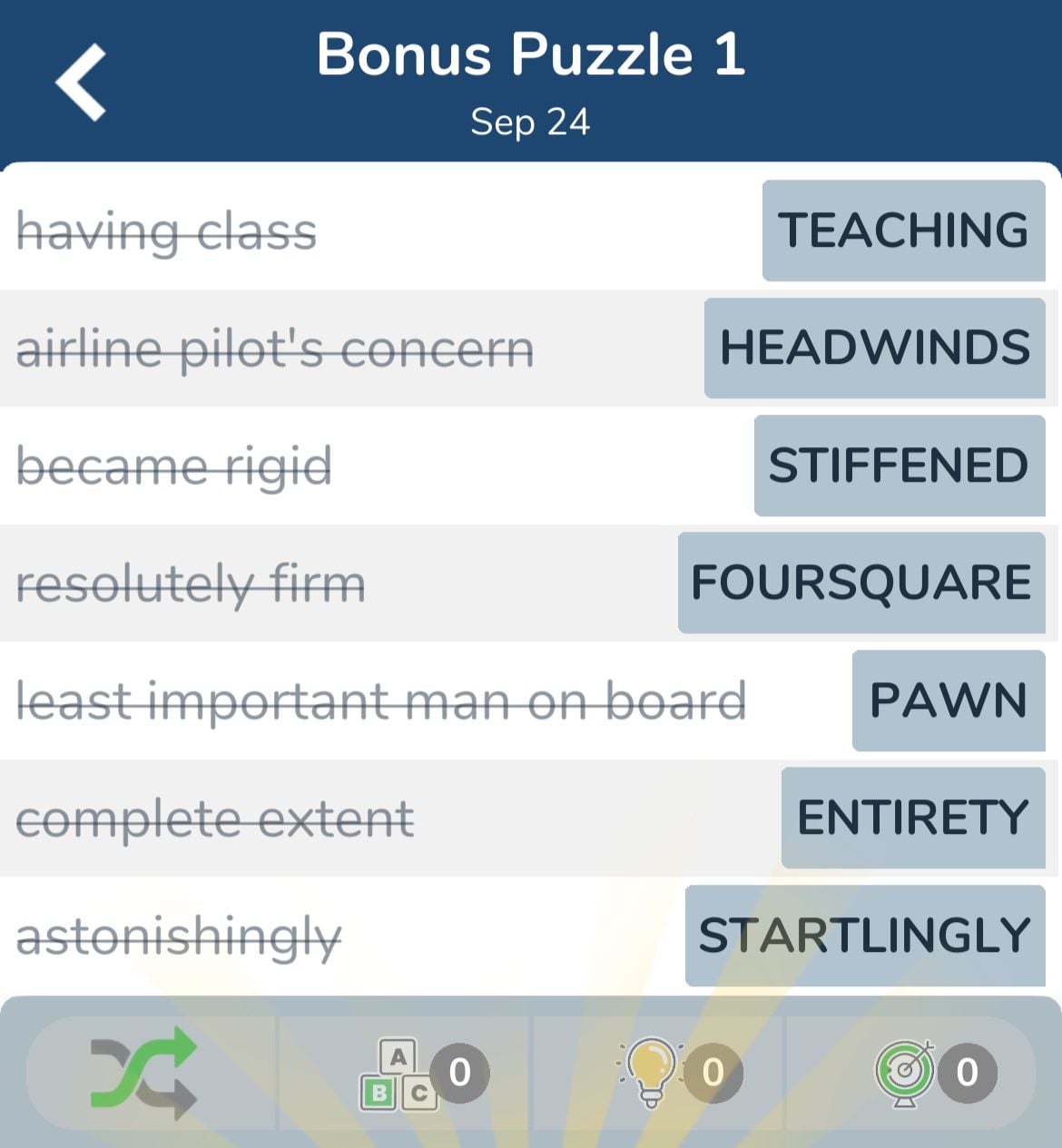 7 Little Words September 24 2024 Bonus 1