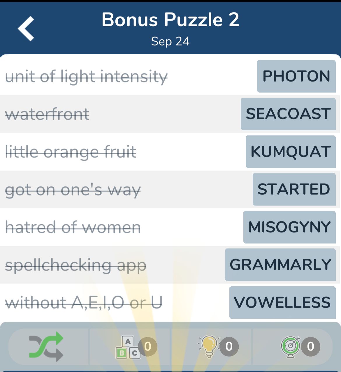 7 Little Words September 24 2024 Bonus 2