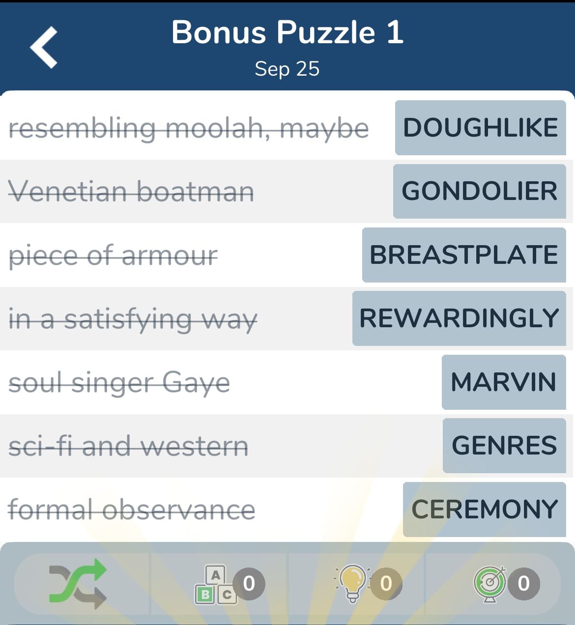 7 Little Words September 25 2024 Bonus 1