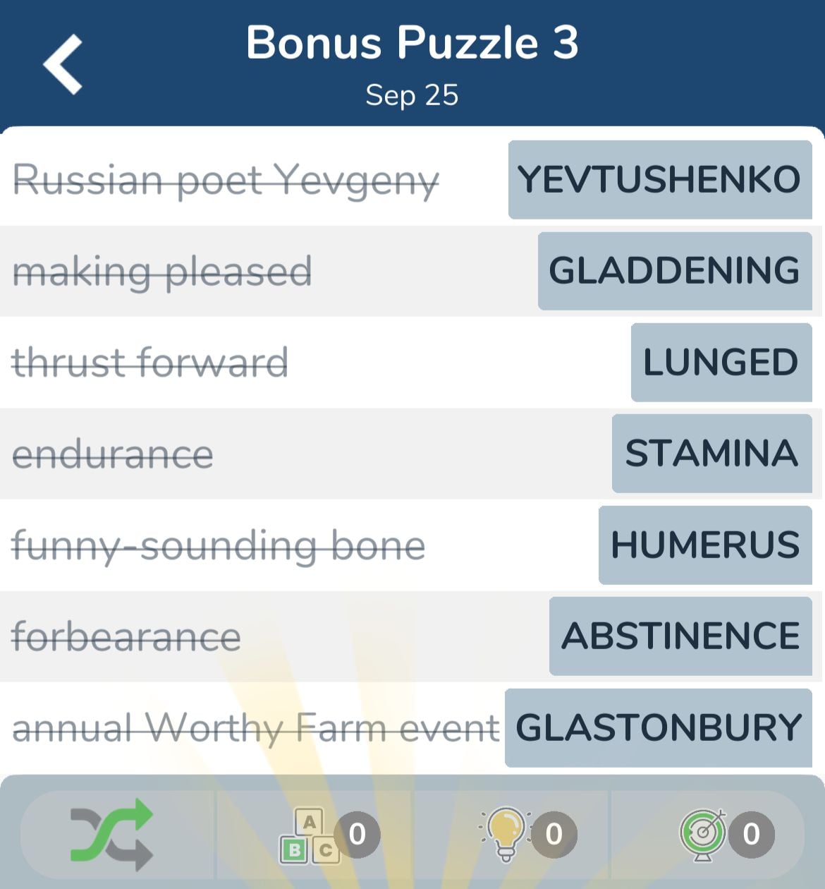7 Little Words September 25 2024 Bonus 3