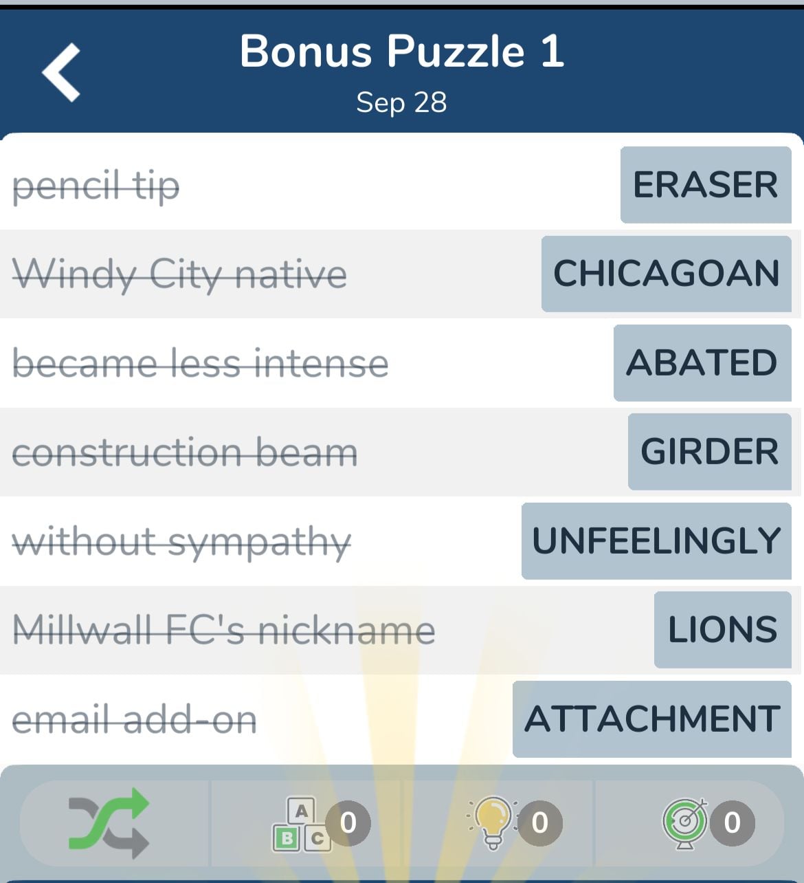 7 Little Words September 28 2024 Bonus 1
