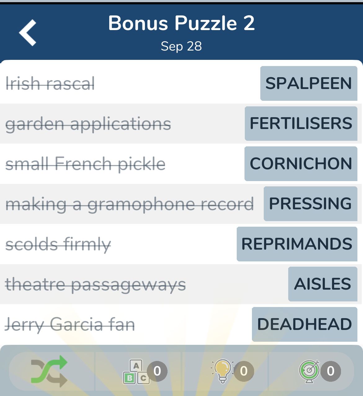 7 Little Words September 28 2024 Bonus 2