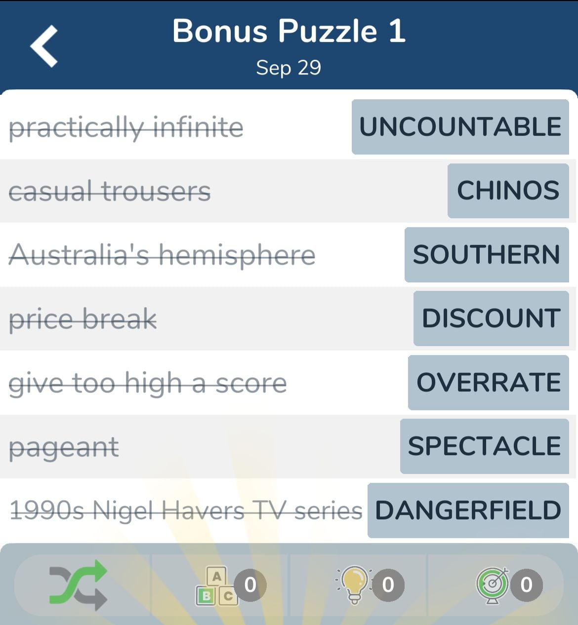 7 Little Words September 29 2024 Bonus 1