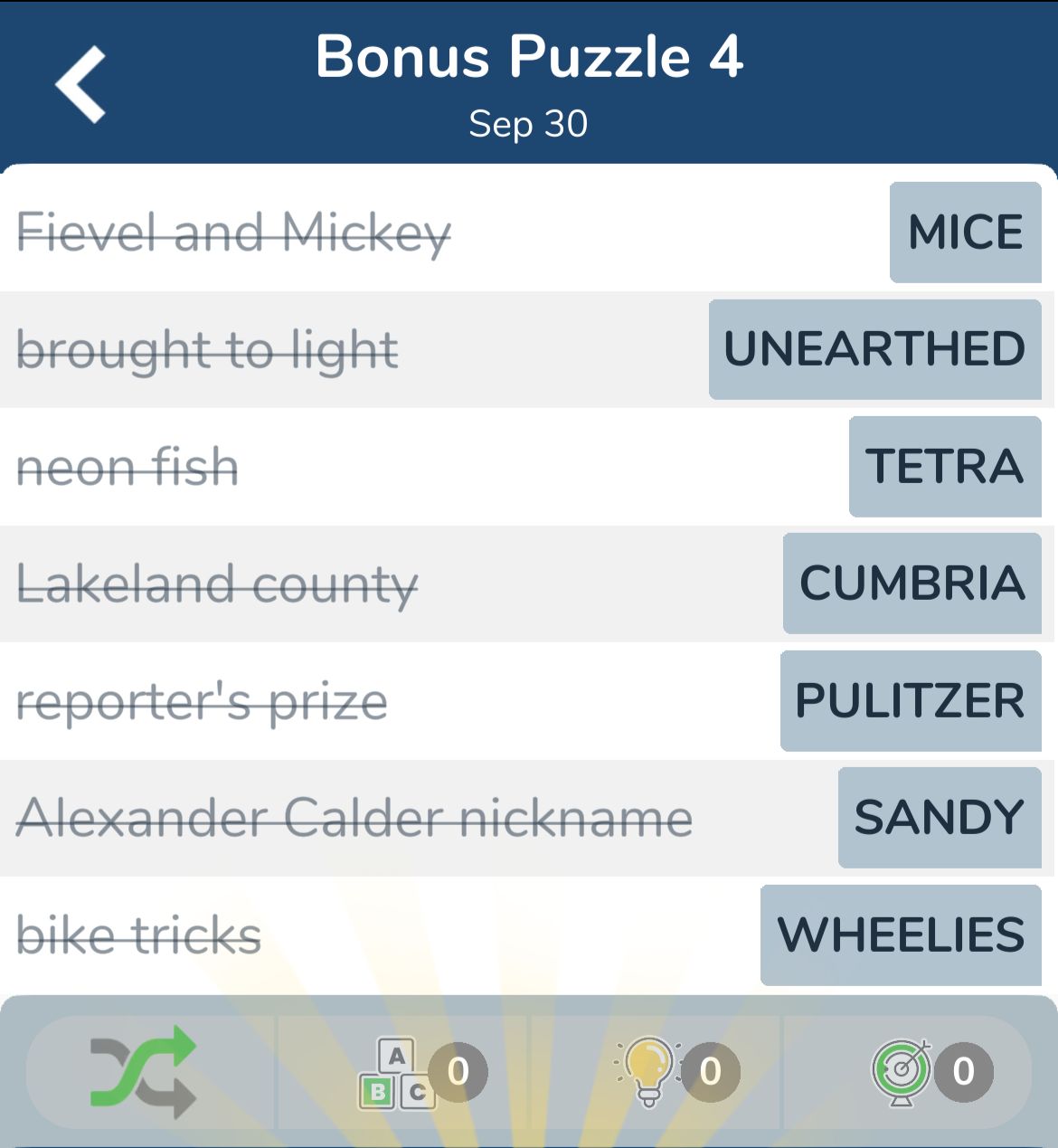 7 Little Words September 30 2024 Bonus 4