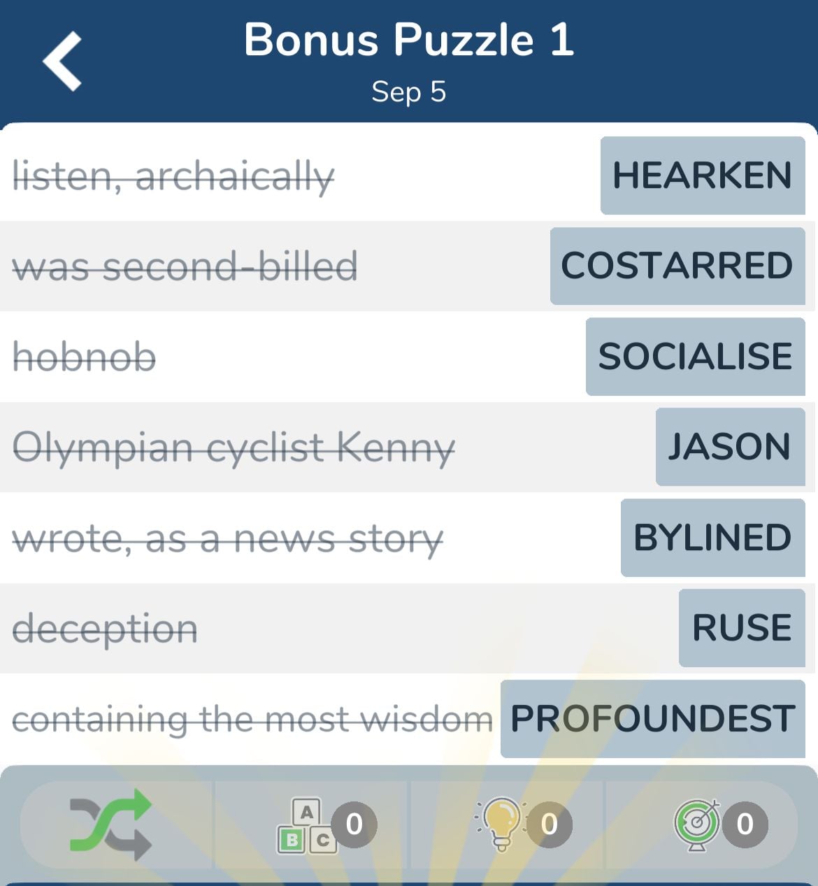 7 Little Words September 5 2024 Bonus 1