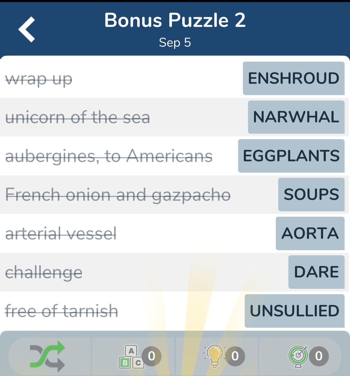 7 Little Words September 5 2024 Bonus 2