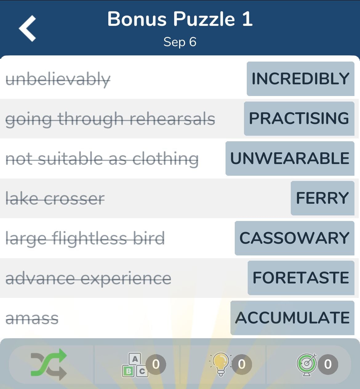 7 Little Words September 6 2024 Bonus 1