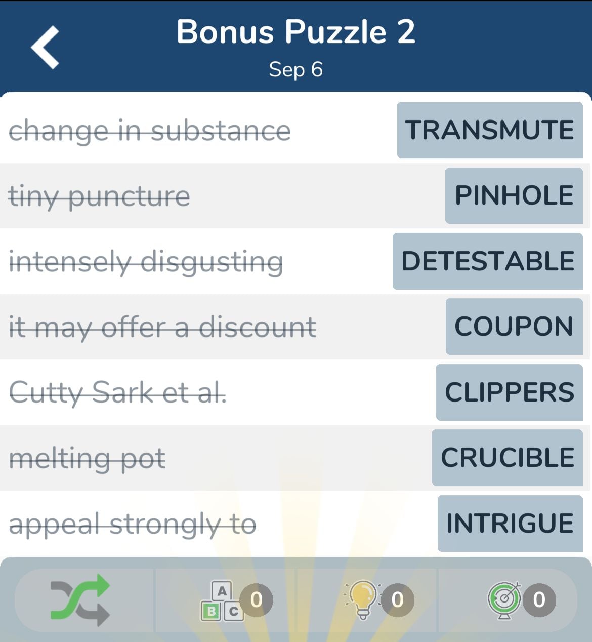 7 Little Words September 6 2024 Bonus 2