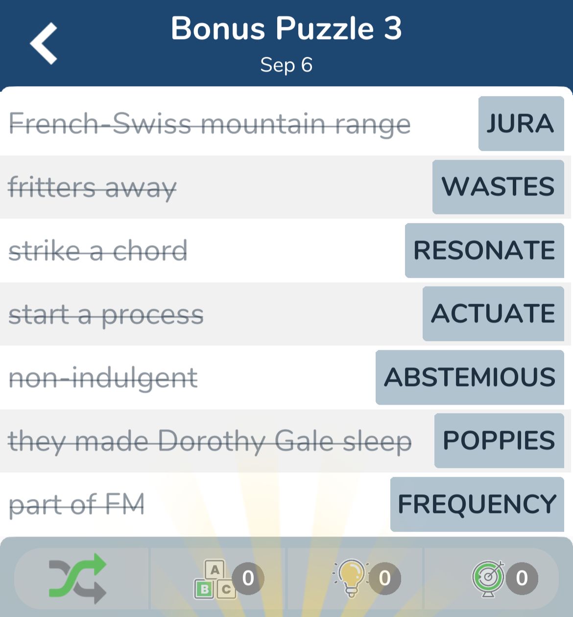 7 Little Words September 6 2024 Bonus 3