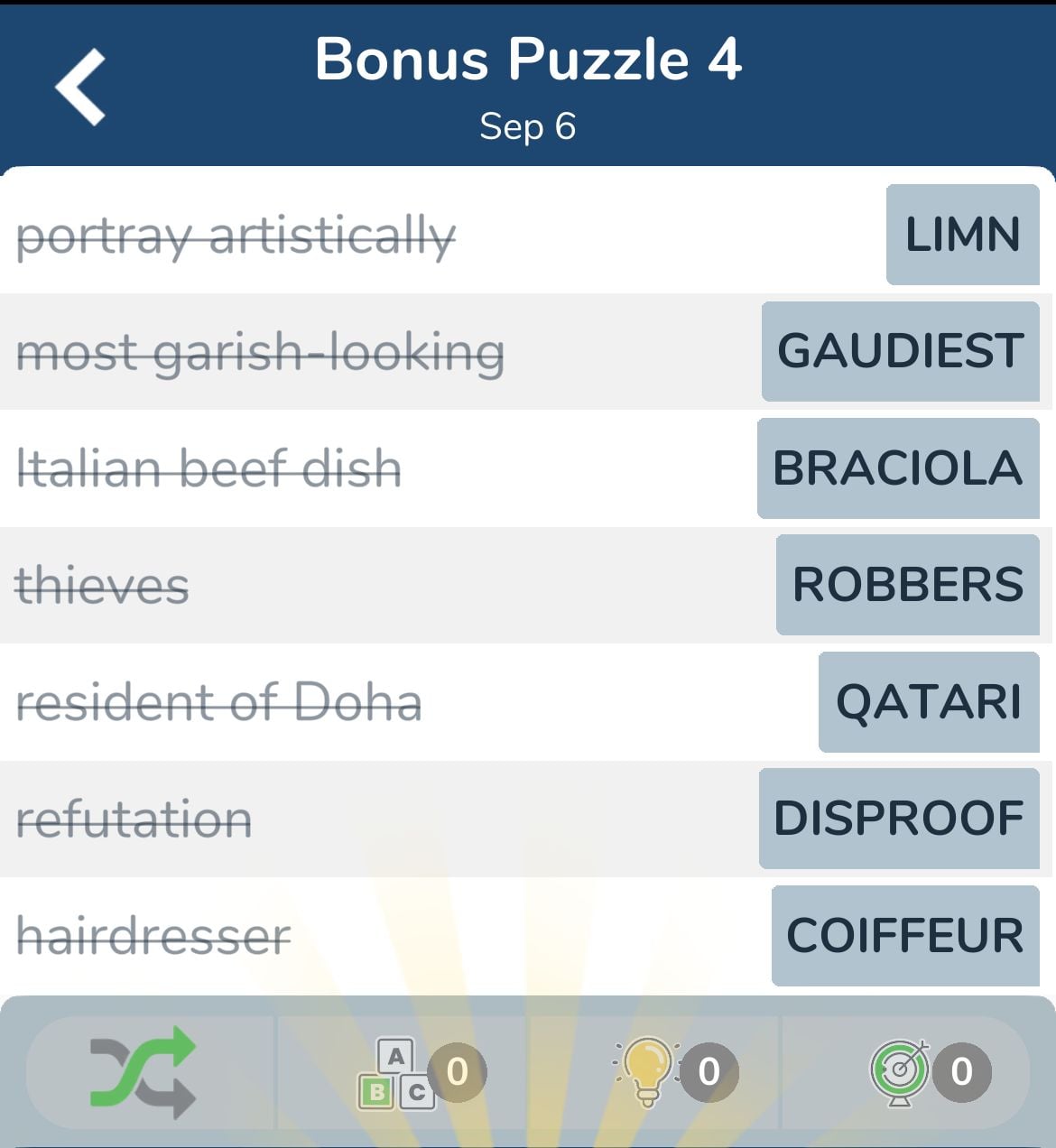 7 Little Words September 6 2024 Bonus 4