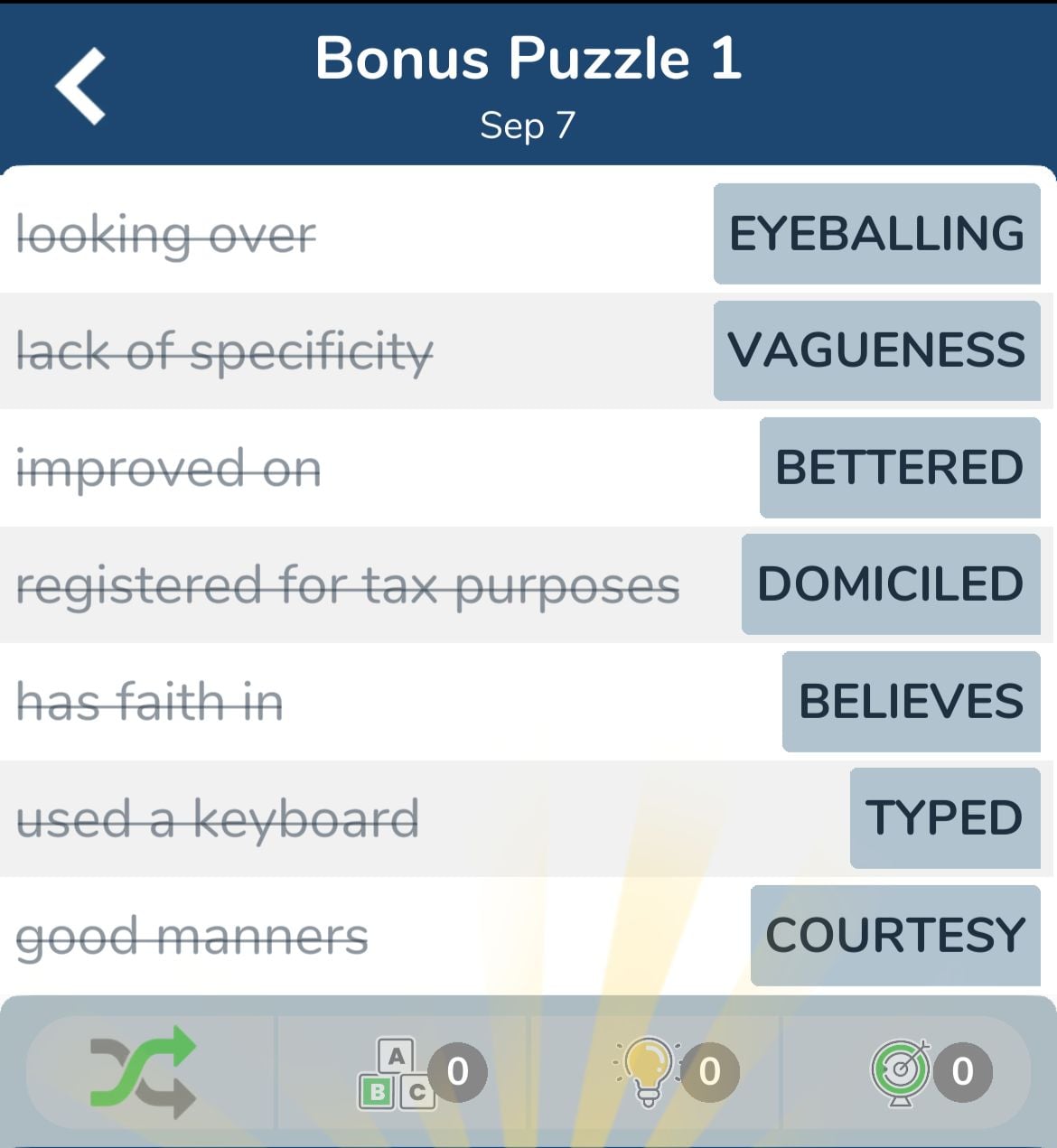 7 Little Words September 7 2024 Bonus 1