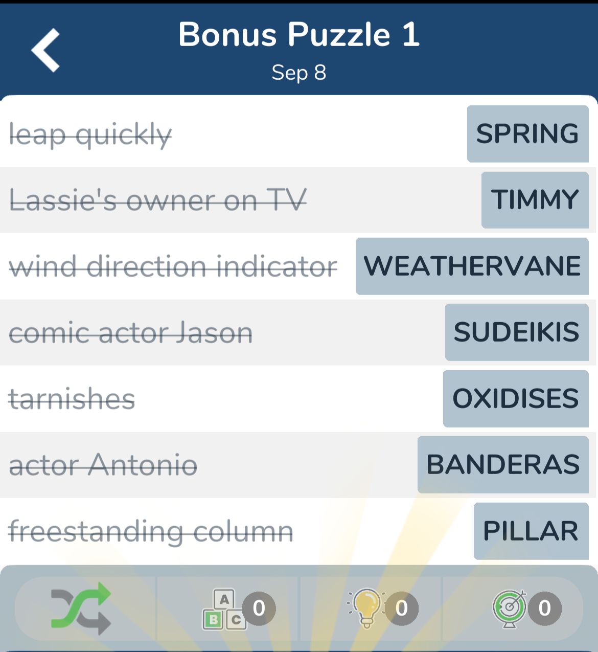 7 Little Words September 8 2024 Bonus 1