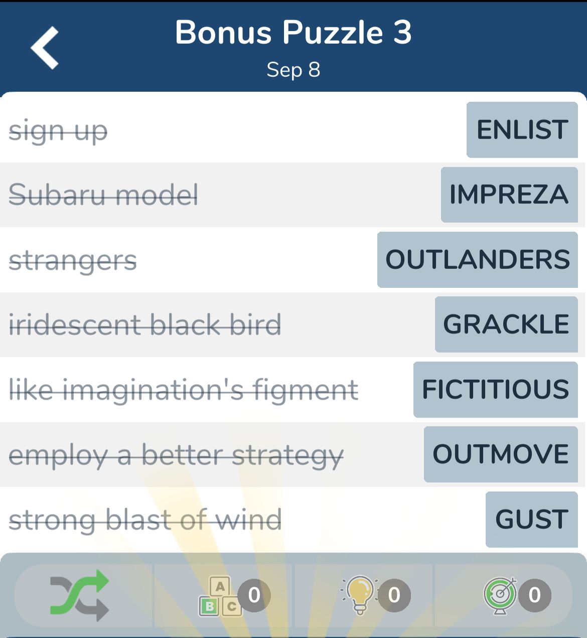 7 Little Words September 8 2024 Bonus 3