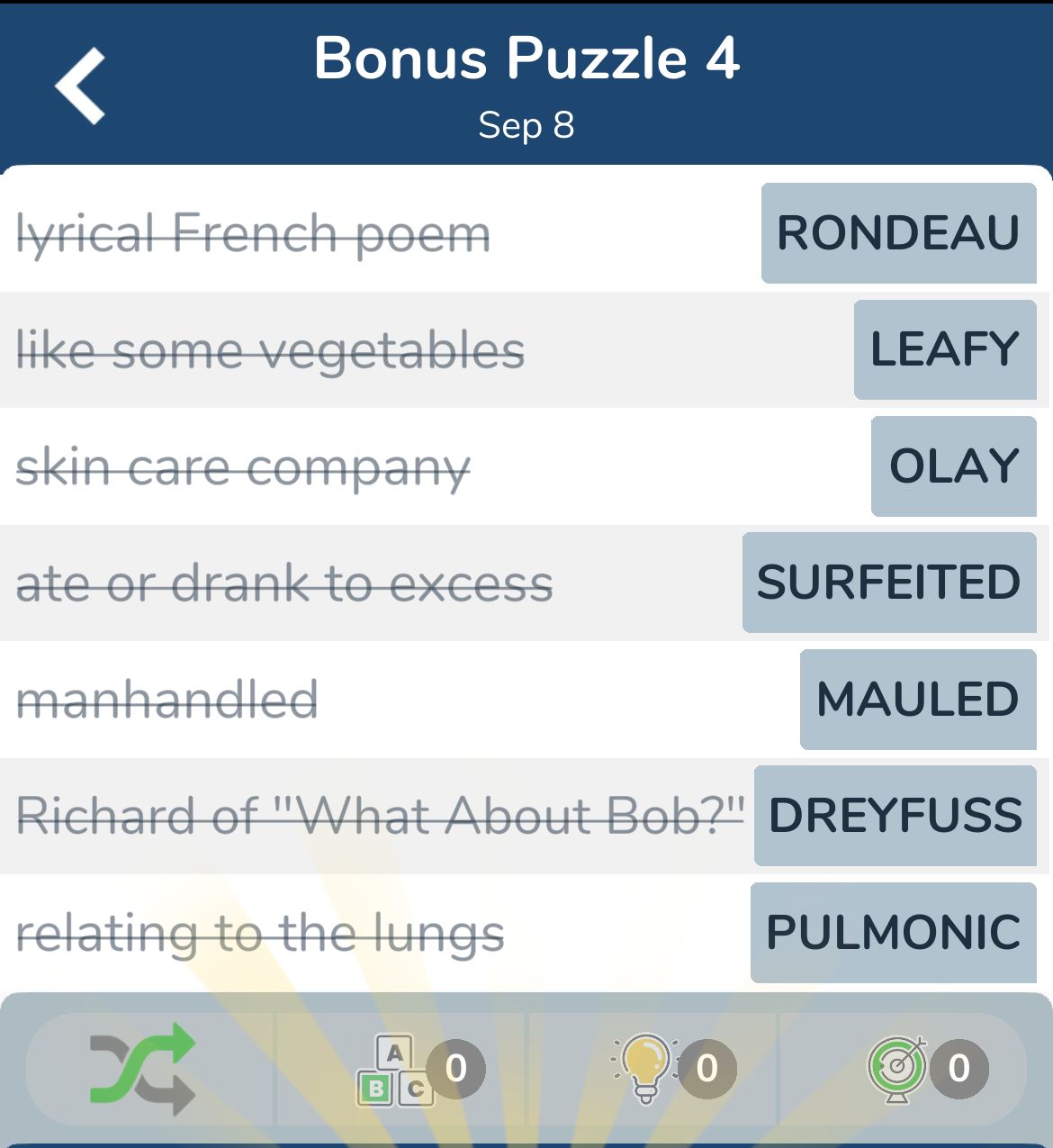 7 Little Words September 8 2024 Bonus 4