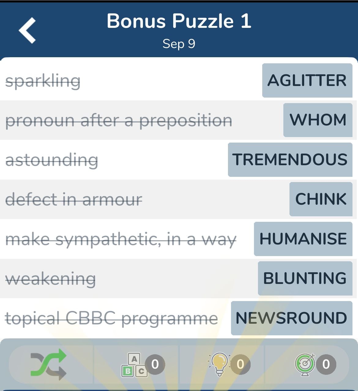 7 Little Words September 9 2024 Bonus 1