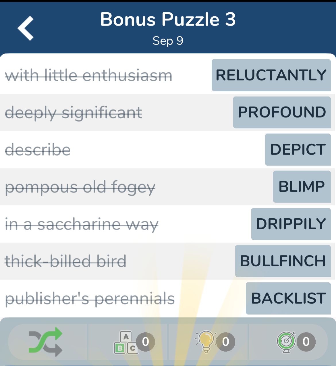 7 Little Words September 9 2024 Bonus 3